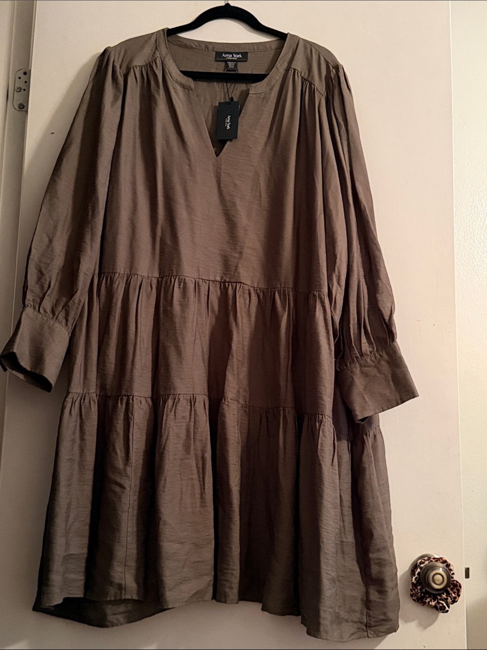 Anne York Olive Tiered Women's Tunic Top